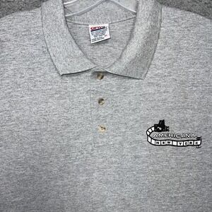 VTG Anvil Americana New York Shirt Men XL Grey Polo Camera Film Reel Made in USA